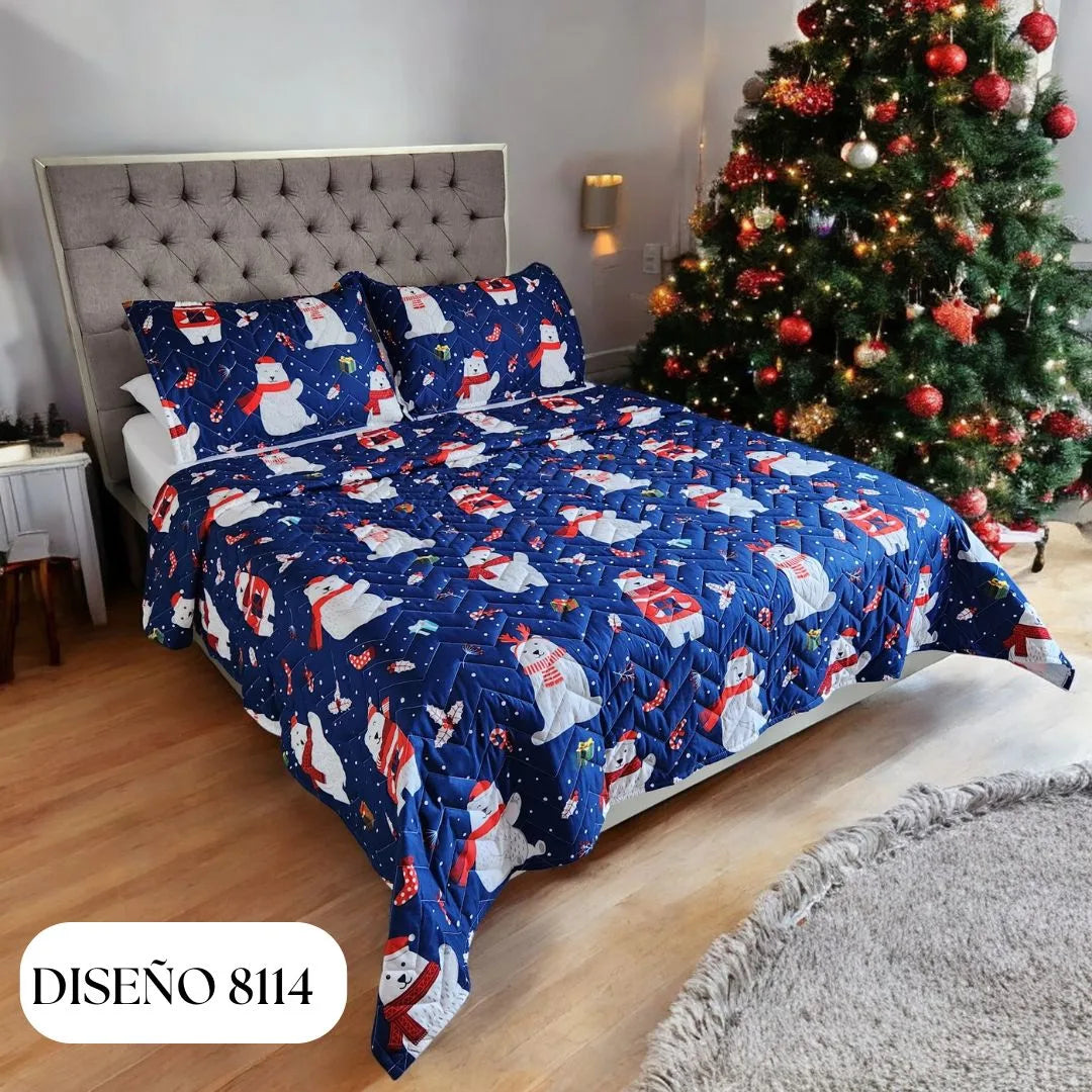 EDREDÓN NAVIDEÑO UNIFAZ DOBLE🎅✨