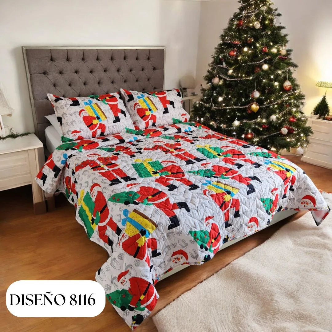 EDREDÓN NAVIDEÑO UNIFAZ DOBLE🎅✨