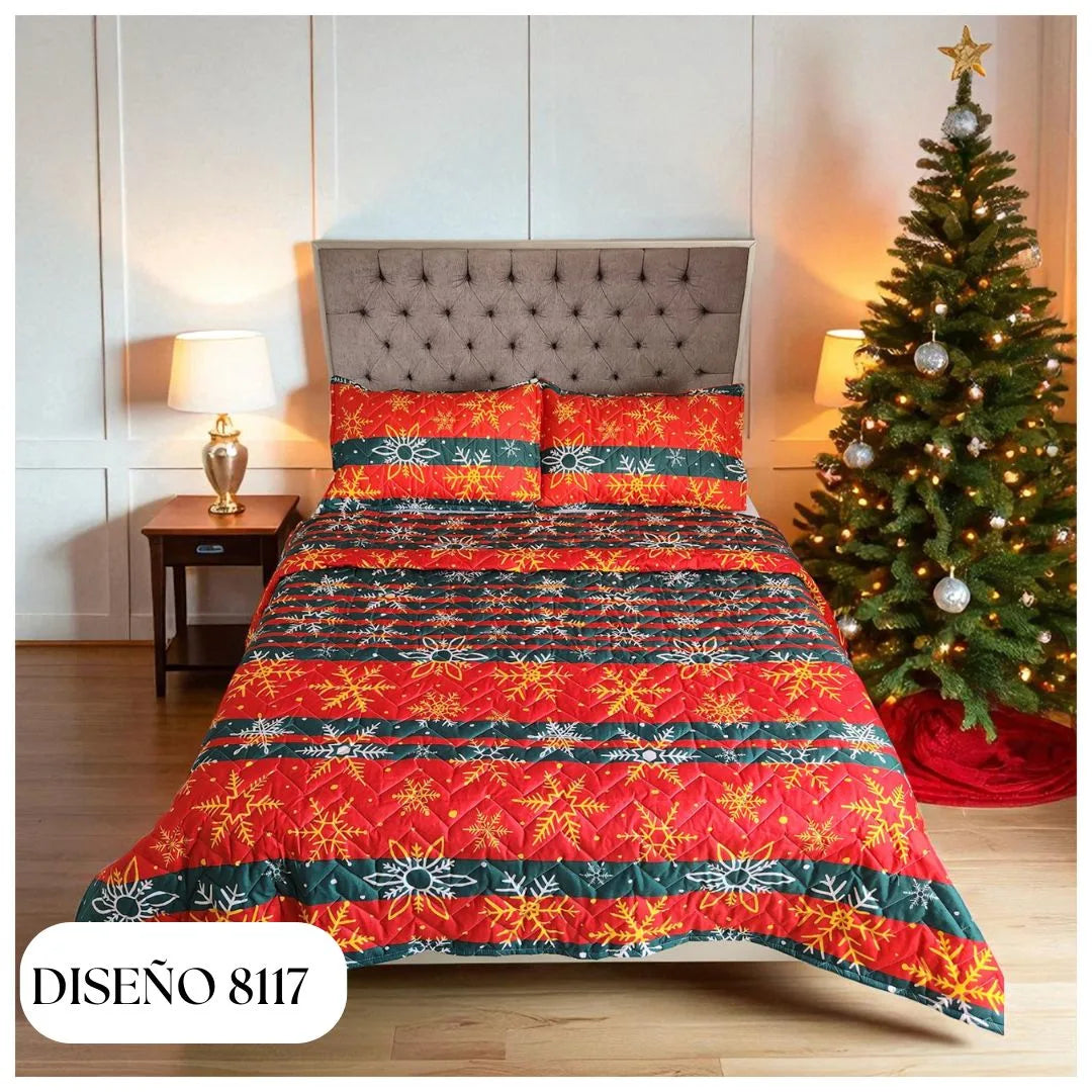 EDREDÓN NAVIDEÑO UNIFAZ DOBLE🎅✨