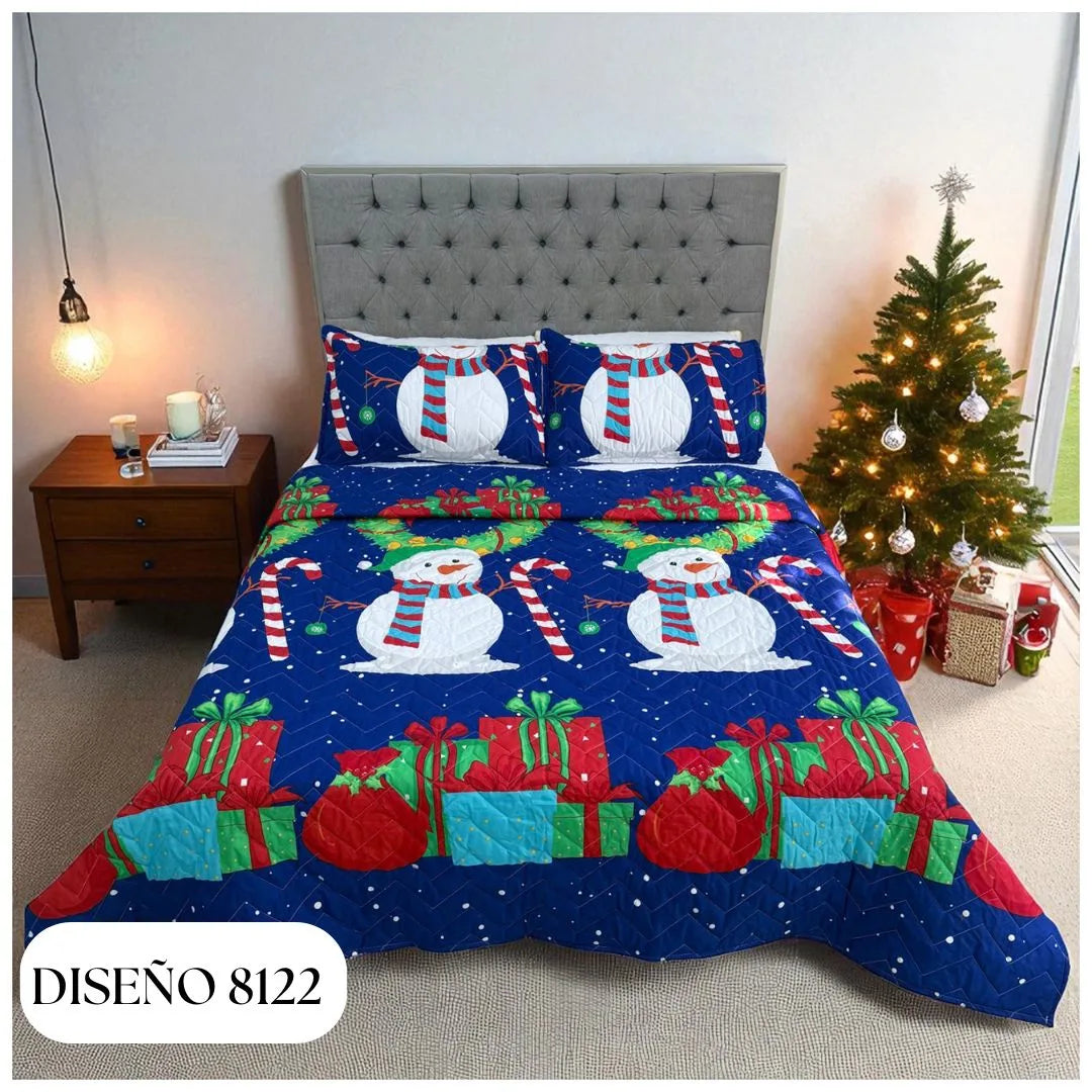 EDREDÓN NAVIDEÑO UNIFAZ DOBLE🎅✨