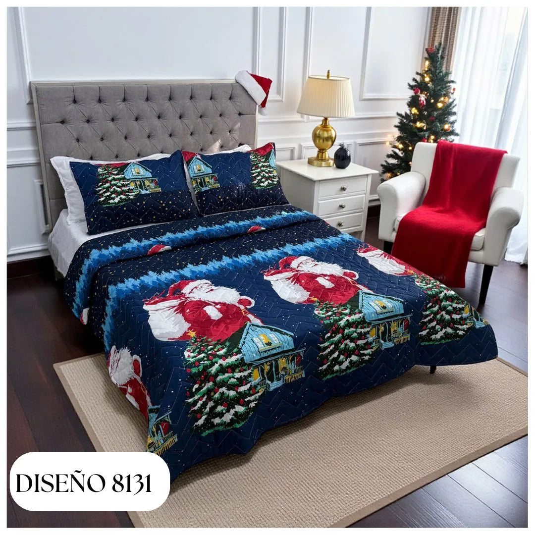 EDREDÓN NAVIDEÑO UNIFAZ DOBLE🎅✨