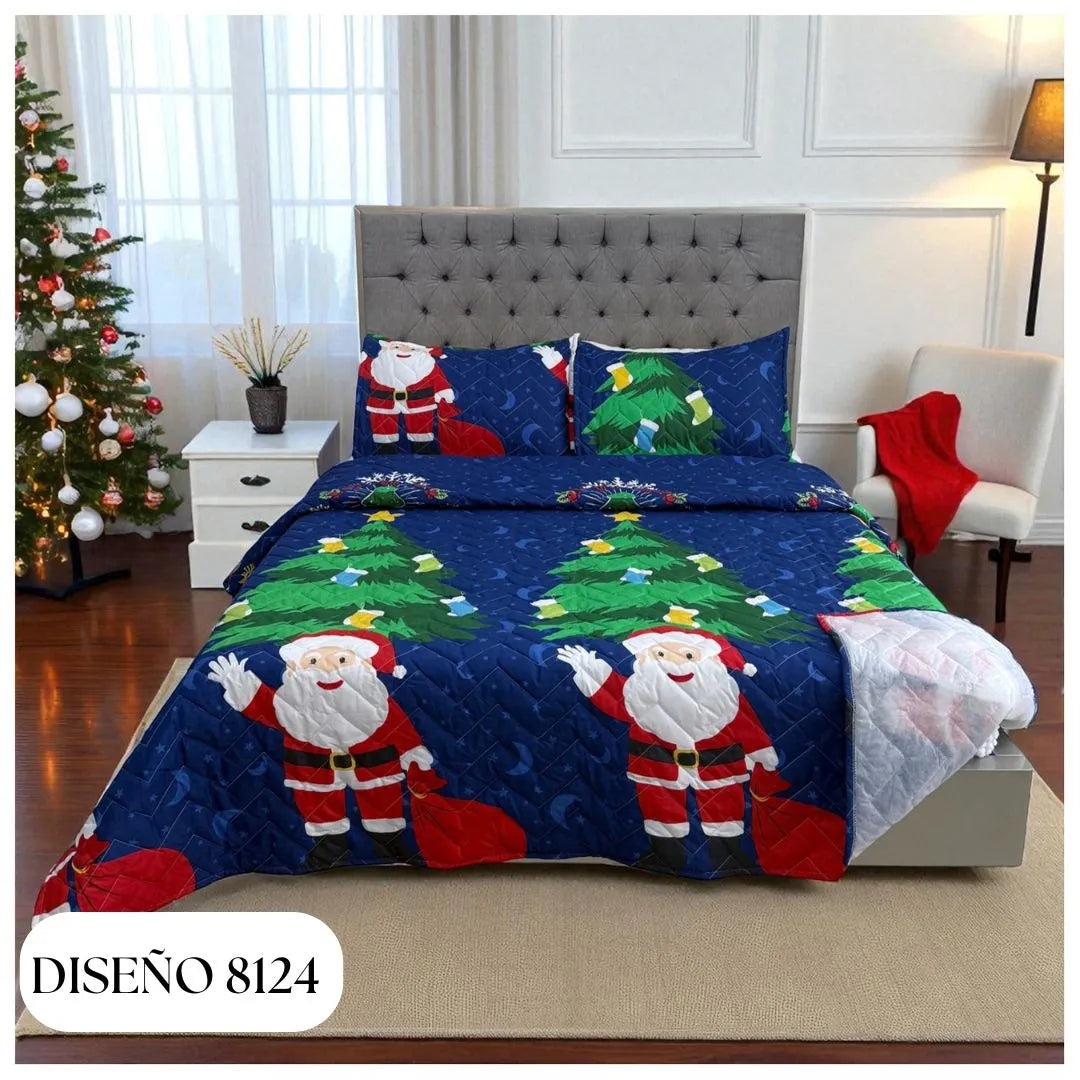 EDREDÓN NAVIDEÑO UNIFAZ DOBLE🎅✨