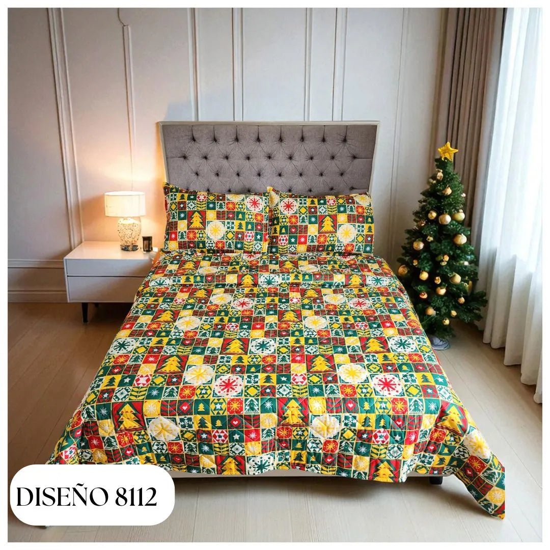 EDREDÓN NAVIDEÑO UNIFAZ DOBLE🎅✨