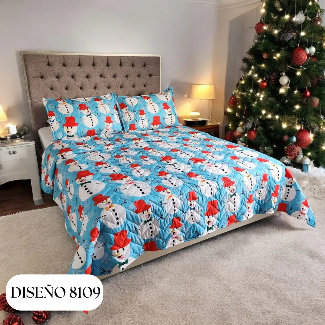 EDREDÓN NAVIDEÑO UNIFAZ DOBLE🎅✨