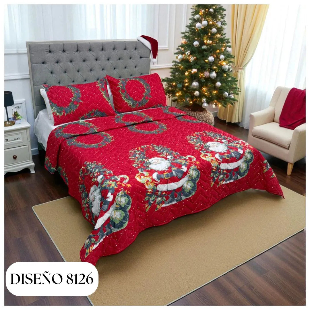 EDREDÓN NAVIDEÑO UNIFAZ DOBLE🎅✨