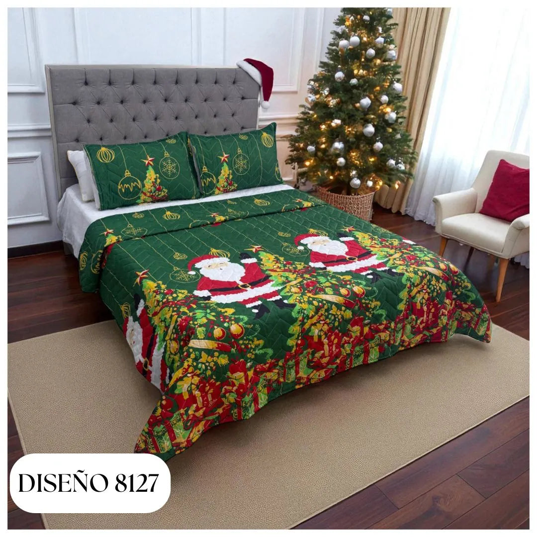 EDREDÓN NAVIDEÑO UNIFAZ DOBLE🎅✨