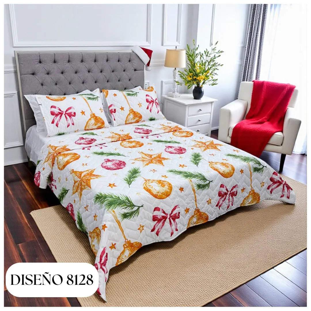 EDREDÓN NAVIDEÑO UNIFAZ DOBLE🎅✨