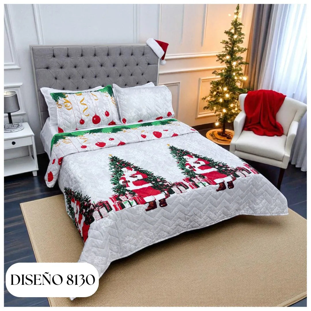 EDREDÓN NAVIDEÑO UNIFAZ DOBLE🎅✨